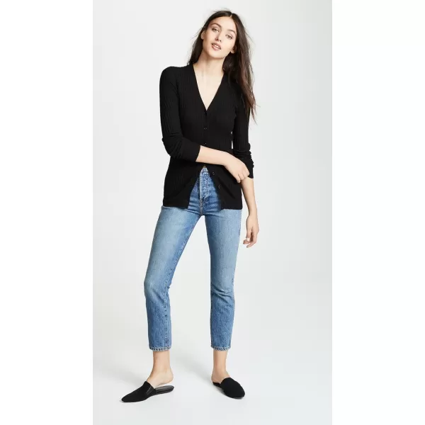 Vince Womens Rib Skinny CardiganBlack