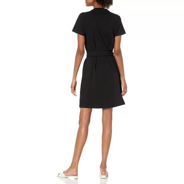 Vince Womens Short Sleeve Dress with Tie WaistBlack