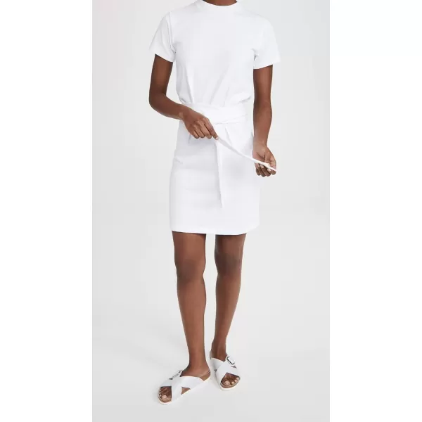 Vince Womens Short Sleeve Dress with Tie WaistOptic White