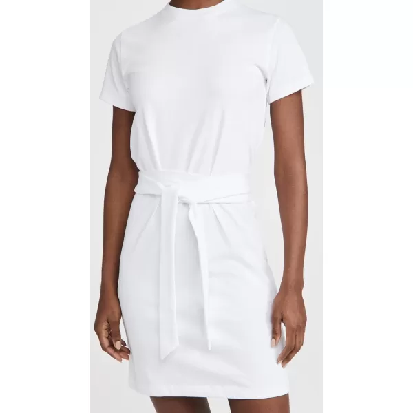 Vince Womens Short Sleeve Dress with Tie WaistOptic White