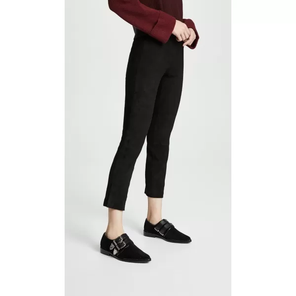 Vince Womens Stretch Suede Split Hem CropBlack