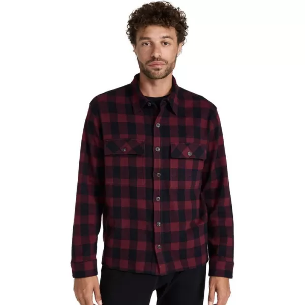 Vince Mens Buffalo Check Button Down ShirtLt Beet RootCoastal