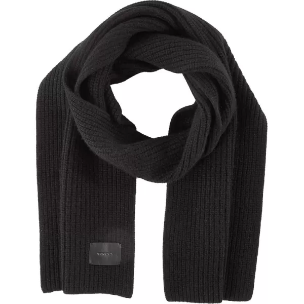 Vince Mens Cashmere Blend Shaker Stitch Rib Knit ScarfBlack