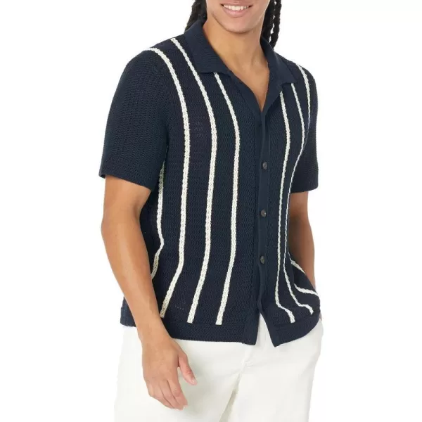 Vince Mens Crochet Stripe SS Button DownCoastalBone