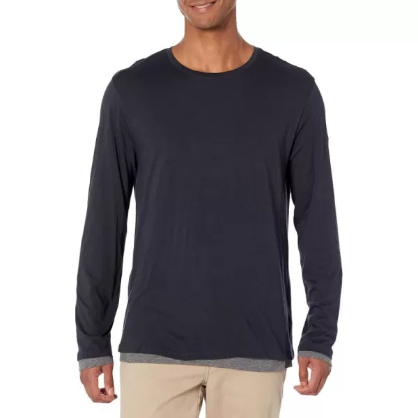 Vince Mens Dbl Layer LS CrewCoastalMed H Grey