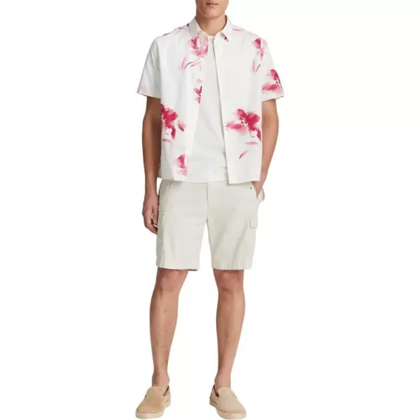 Vince Mens Faded Floral ShortSleeveDk Pink Blaze