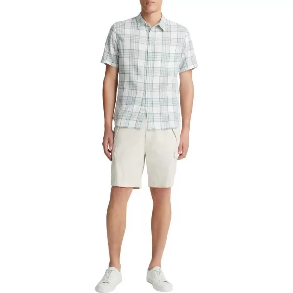 Vince Mens Kino Plaid ShortSleeveMirage TealOptic White