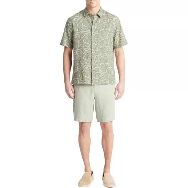 Vince Mens Knotted Leaves Short Sleeve ShirtDk Dried CactusDried Cactus