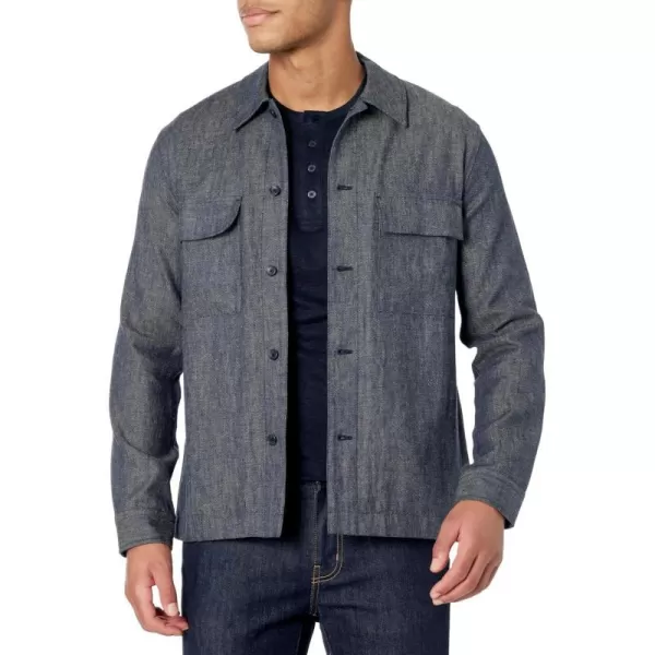 Vince Mens Linen Cotton Twill Shirt JacketDark Indigo