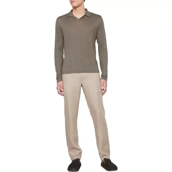 Vince Mens Linen LS Johnny CollarSycamore