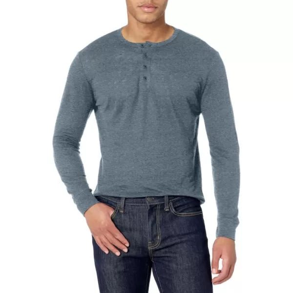 Vince Mens Linen LongSleeve HenleyWashed Indigo