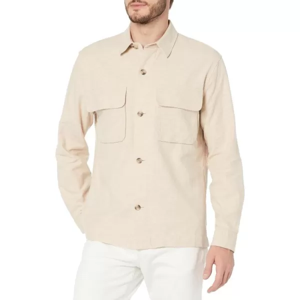 Vince Mens Linen Melange OvershirtNatural