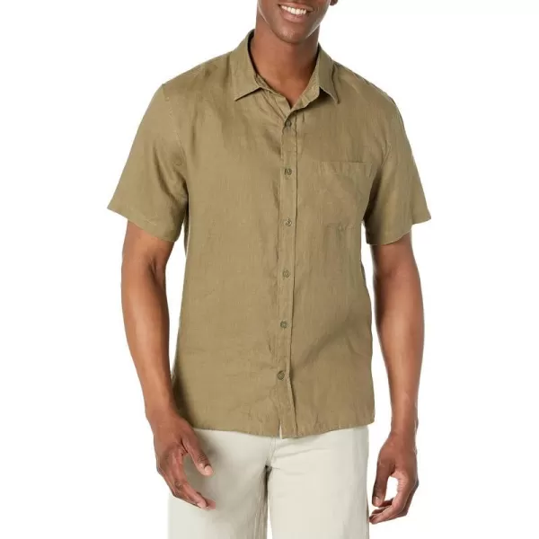 Vince Mens Linen Short Sleeve Button Down ShirtFeathergrass