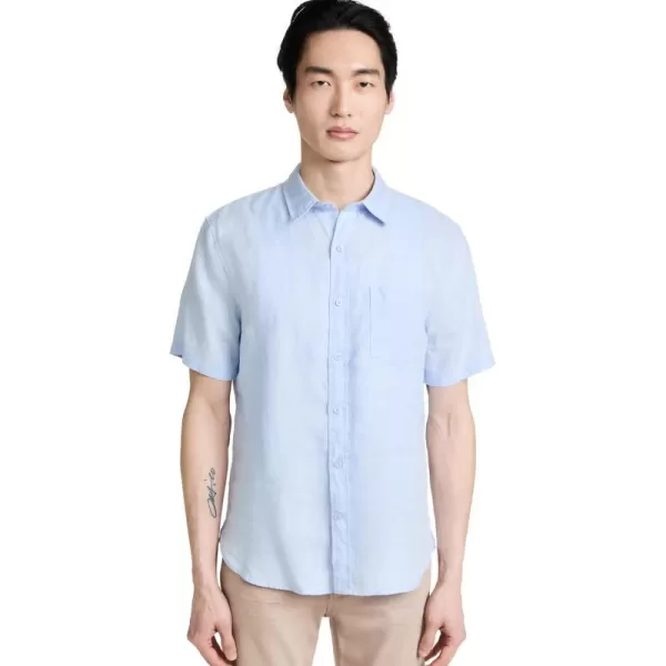 Vince Mens Linen Short Sleeve Button Down ShirtLucent Blue