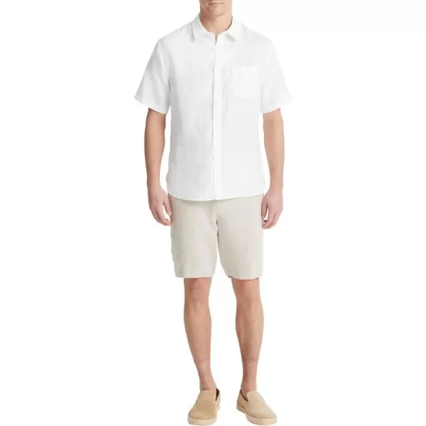 Vince Mens Linen Short Sleeve Button Down ShirtOptic White