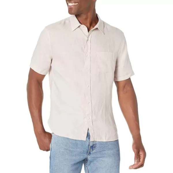 Vince Mens Linen Short Sleeve Button Down ShirtRosewater