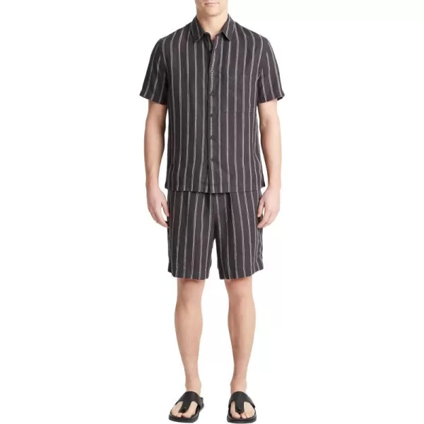 Vince Mens Moonbay Stripe ShortSleeveSoft BlackLt Soft Black