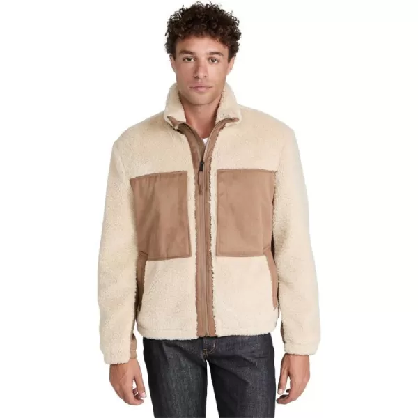 Vince Mens Sherpa Zip JacketNaturalLight Chestnut