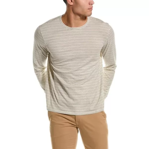 Vince Mens Slub Stripe LS CrewOff WhiteMeadow