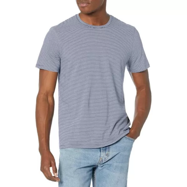 Vince Mens Stripe Pima SS CrewDusty Sky Combo