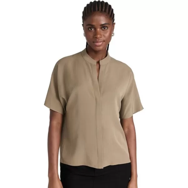 Vince Womens Band Collar Dolman Short Sleeve ShirtArtichoke