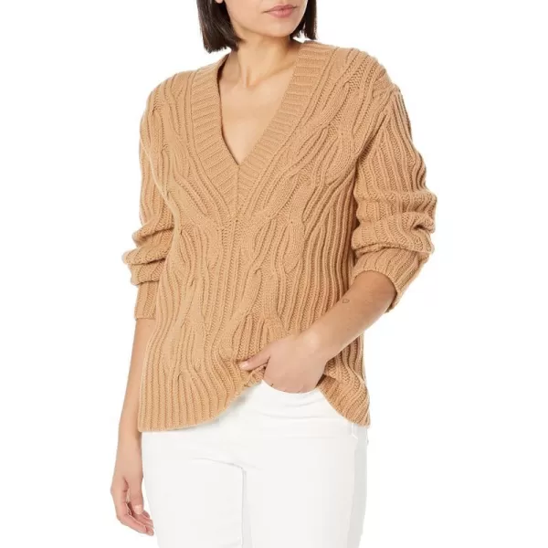 Vince Womens Cable Front VNeckDune