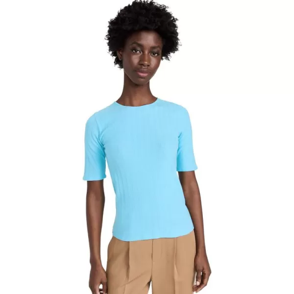 Vince Womens Elbow SLV Crew NkLt Lagoon