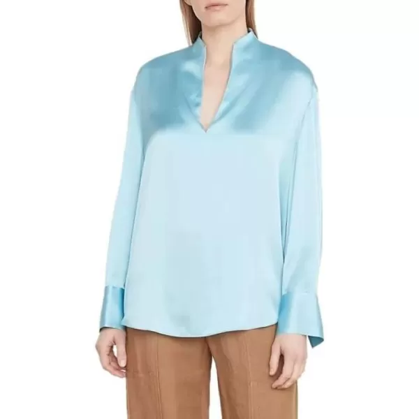 Vince Womens LS Slit Nk BlouseLt Lagoon