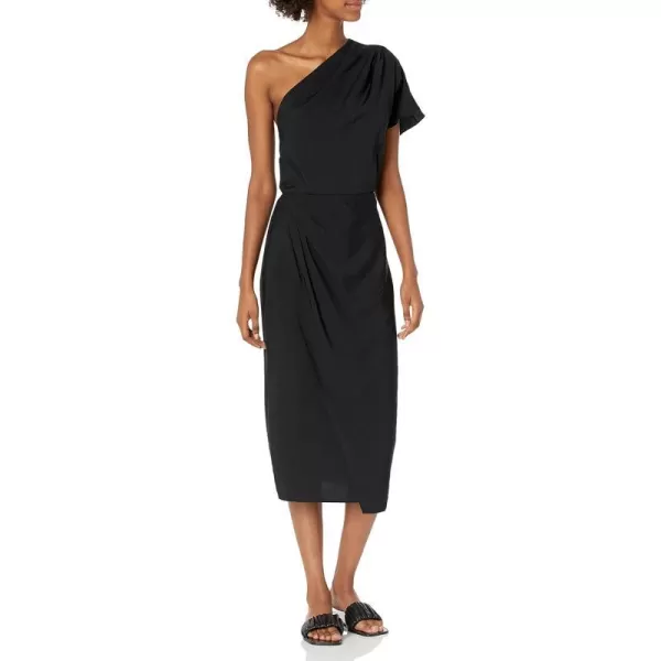 Vince Womens One Shoulder Cascade Drape DressBlack