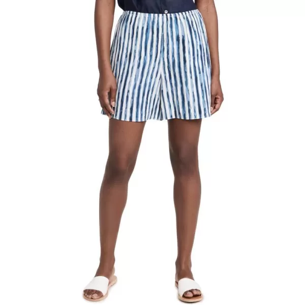 Vince Womens Painterly Stripe Pull on ShortCoastal Blue