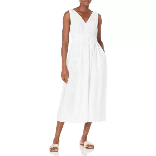 Vince Womens Pleated Dbl Vnk DressOffwhite