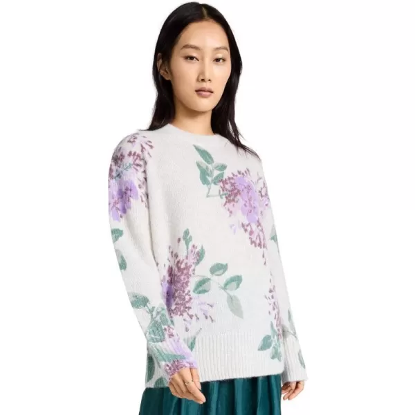 Vince Womens Printed Floral SweaterNatural Combo