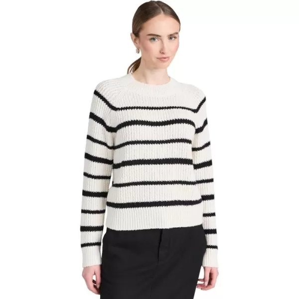 Vince Womens Ribbed Stripe PulloverPampasBlack