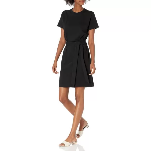 Vince Womens Short Sleeve Dress with Tie WaistBlack