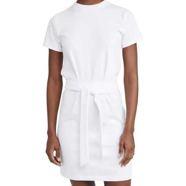 Vince Womens Short Sleeve Dress with Tie WaistOptic White