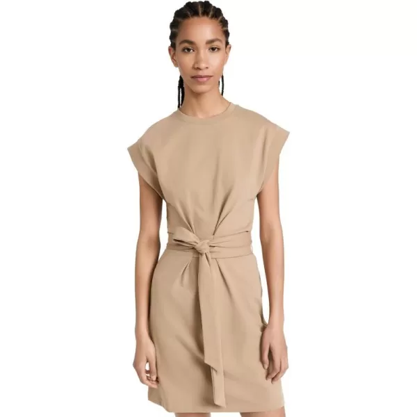 Vince Womens Short Sleeve Tie Waist DressAlmond