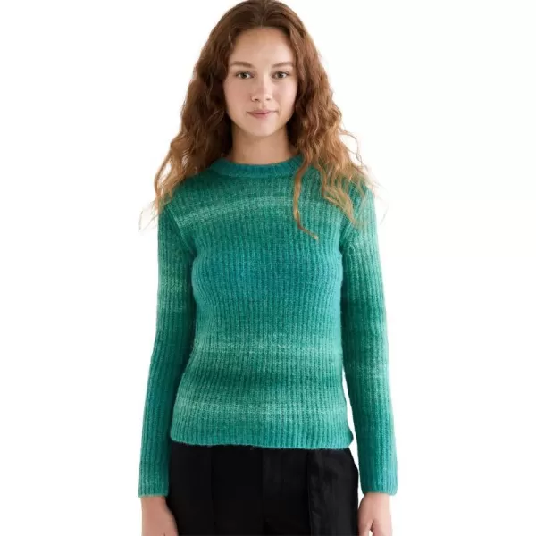 Vince Womens Space Dye Crew SweaterMalachite Combo