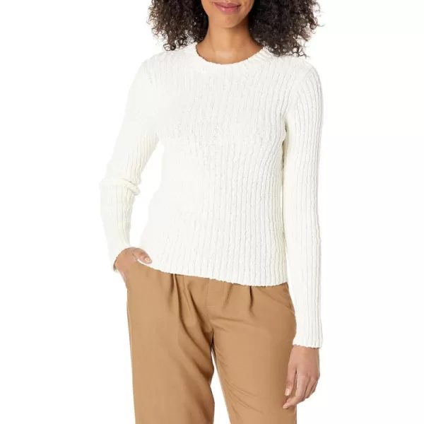 Vince Womens Textured Rib CrewOffwhite