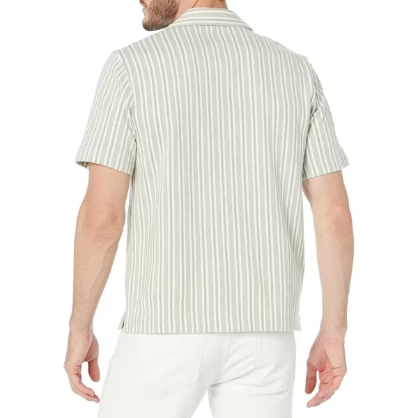 Vince Mens Cabana Stripe SS Button DownPale ThymeOff White