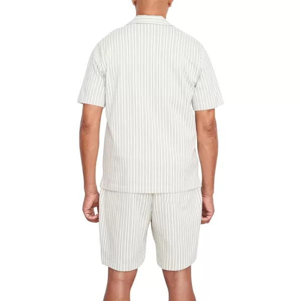 Vince Mens Cabana Stripe SS Button DownPale ThymeOff White