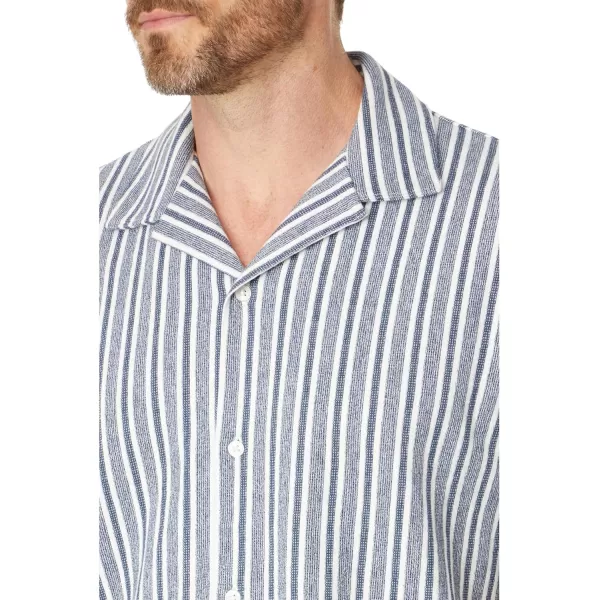 Vince Mens Cabana Stripe SS Button DownTwilight BlueOff White