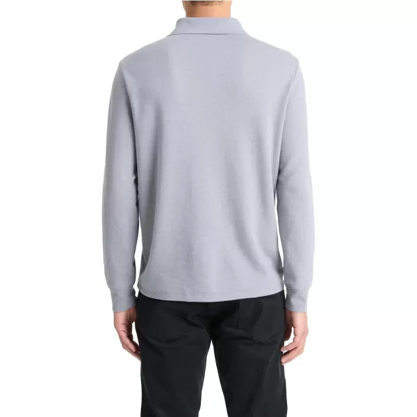 Vince Mens Double Face LS PoloBlue SpruceLt Grey