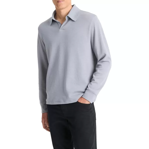 Vince Mens Double Face LS PoloBlue SpruceLt Grey