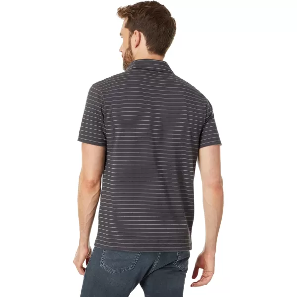 Vince Mens Garment Dye Fleck Stripe SS PoloWashed Black