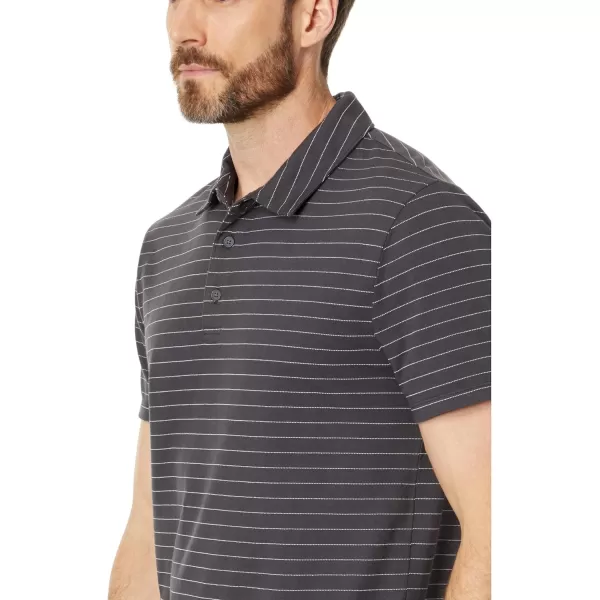 Vince Mens Garment Dye Fleck Stripe SS PoloWashed Black