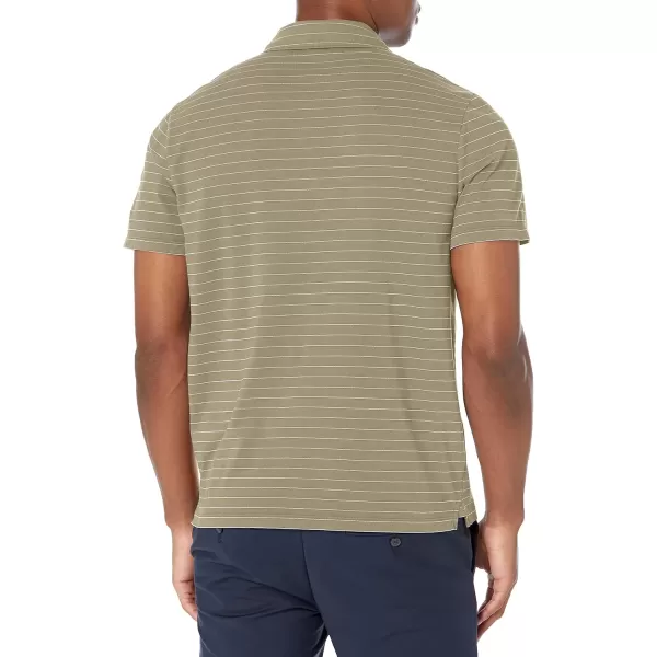 Vince Mens Garment Dye Fleck Stripe SS PoloWashed Pale Thyme