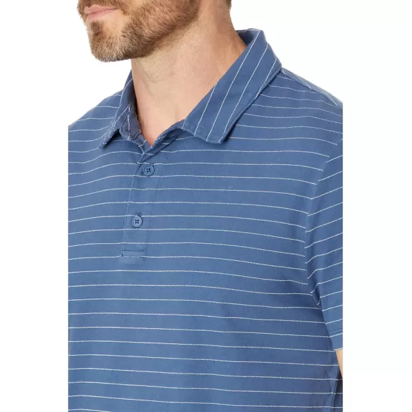 Vince Mens Garment Dye Fleck Stripe SS PoloWashed Twilight Blue