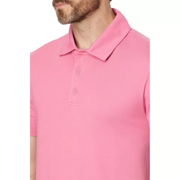 Vince Mens Garment Dye Short Sleeve PoloWashed Pink Blaze