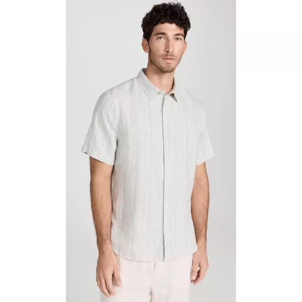 Vince Mens Shadow Stripe ShirtAlabasterLimestone