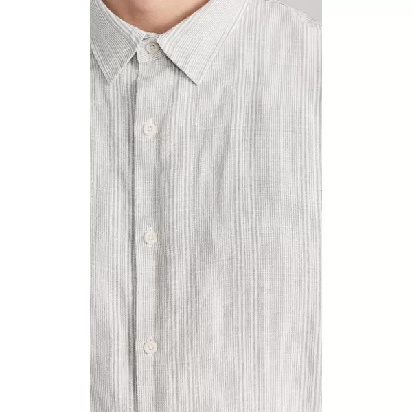 Vince Mens Shadow Stripe ShirtAlabasterLimestone